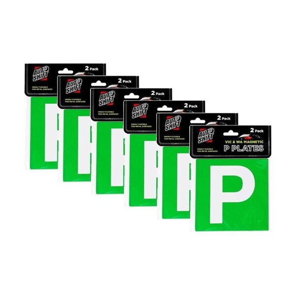6x 2PK AutoShift VIC/WA Magnetic Green Probationary Licence Plate/Signs 15cm