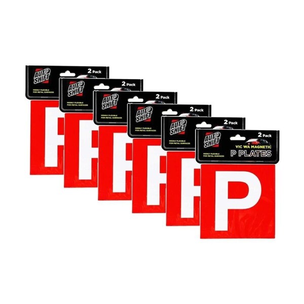 6x 2PK AutoShift VIC/WA Magnetic Red Probationary Licence Plate/Signs 15cm