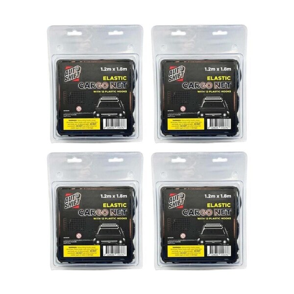 4PK AutoShift Elastic Cargo Net w/12 Hooks Car Organisation Accessory 1.2x1.8m