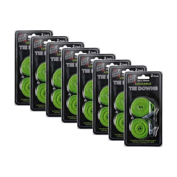 8x 2PK AutoShift Lockable Tie Downs for Large Cargo Auto Accessory 2m Green