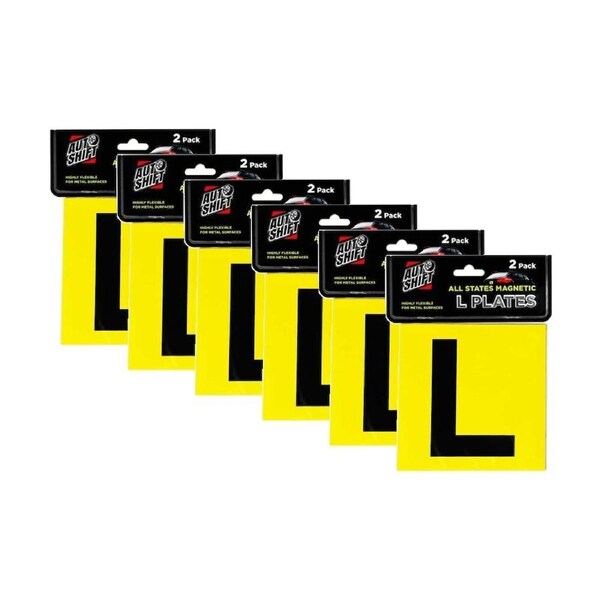 6x 2PK AutoShift All States Magnetic Learner Permit Plates/Sign 15cm Yellow