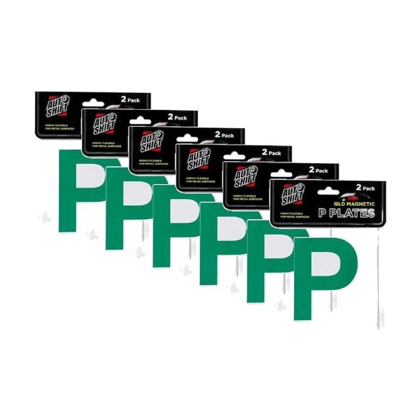 6x 2PK AutoShift QLD/SA Magnetic Green Probationary Licence Plate/Signs 15cm