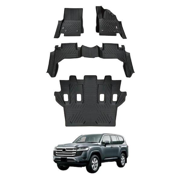 5D 3 Rows TPE Floor Mats for Toyota Land Cruiser 300 LandCruiser 300 LC300 Series 7 Seater 2021-Onwards