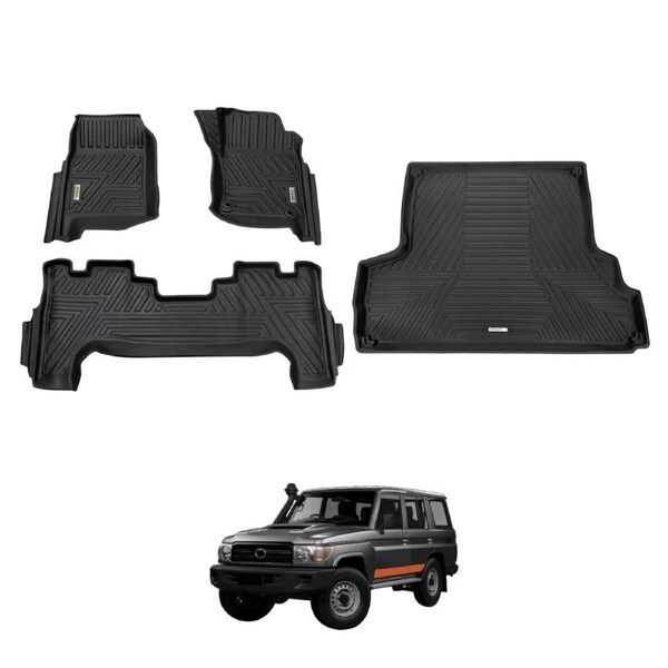5D Moulded Car Floor Mats Boot Liner for Toyota Land Cruiser 76 LandCruiser 76 LC76 Series 2012-2023
