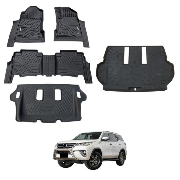 5D Car Floor Mats Boot Liner for Toyota Fortuner Auto Transmission 2015-Onwards