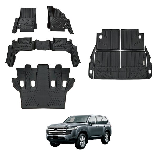 5D Car Floor Mats Boot Liner for Toyota Land Cruiser 300 LandCruiser 300 LC300 Series 7 Seater 2021-Onwards