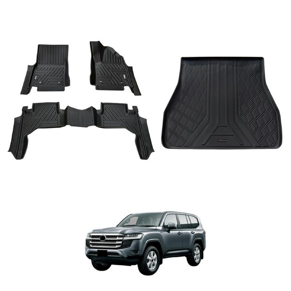 5D Car Floor Mats Boot Liner for Toyota Land Cruiser 300 LandCruiser 300 LC300 Series 5 Seater 2021-2025