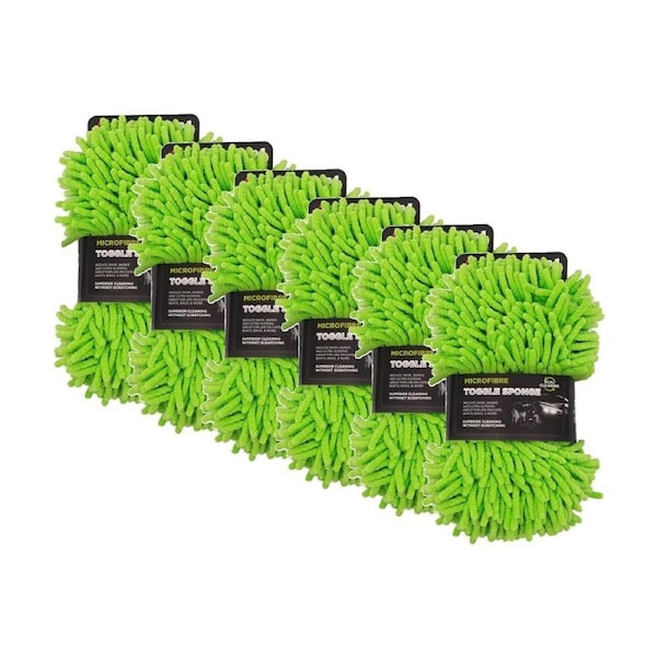 6PK AutoShift Microfibre Toggle Sponge Double Sided Car Clean Accessory 23x13cm
