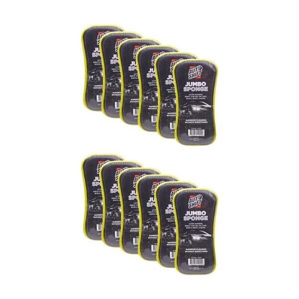 12PK AutoShift Jumbo Sponge Car Cleaning Accessory Anti-Scratch/Streak 22x10x6cm