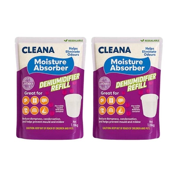 2PK Cleana Dehumidifier Refil Mould Prevention 1.19kg Various Scents Assorted
