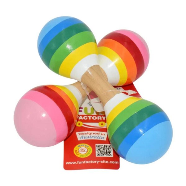 Fun Factory Wooden Infant Double Maracas 1 Piece Assorted Color