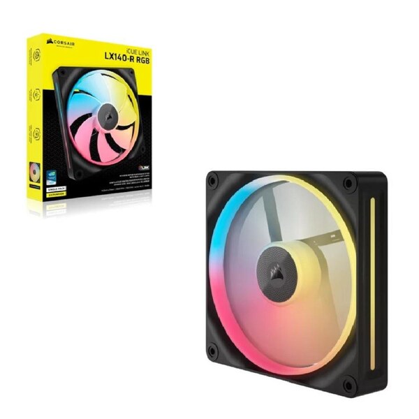 Corsair iCUE LINK LX140-R RGB 140mm PWM Reverse Fan Expansion Single Pack - Black: 90.6 CFM, 2000 RPM, 38.3 dBA, 0.45A, Static Pressure, Magnetic Dome