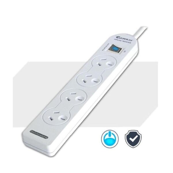 Sansai 4 Way Basic Powerboard (131P) with Master Switch Overload Protecte Reset