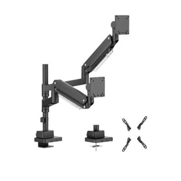 Brateck LDT80-C024P Matte Black Super Heavy-Duty Pole-Mounted Gas Spring Dual