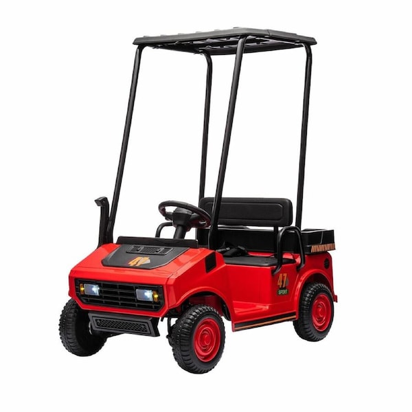 Kids Electric Golf Cart RC Car Ride On Toy Vehicle Off Road Truck 12V Battery Powered Buggy Children Parental Remote Control MP3 Light USB Port Red
