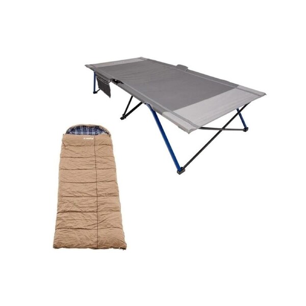 Kings Stretcher bed 150kg Rating 97cm Wide+ Sleeping Bag - Right Zipper -5°C to +5°C
