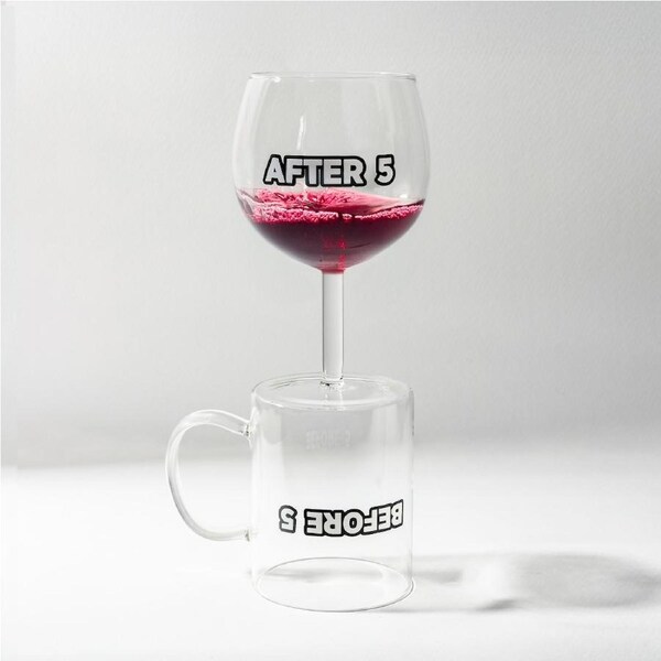 Loose Crate Morning and Night Glass Cup for Coffee & Wine