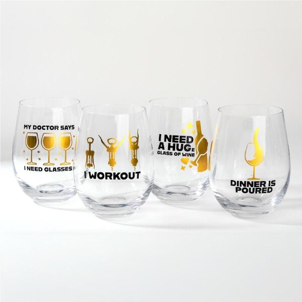 Dish & Dash Stemless Wine Glasses Foil 4 Pack