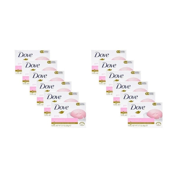 12PK Dove Moisturising 3-In-1 Skincare Soap Bar Pink 90gm