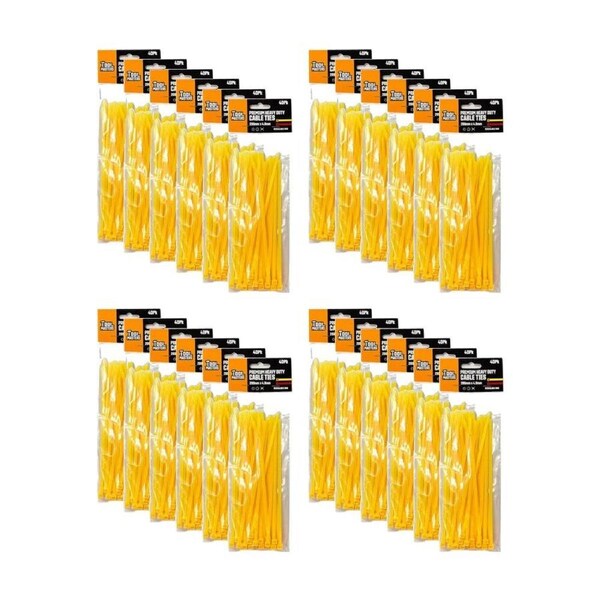 24x 40PK Tool Masters Heavy Duty Plastic Cable/Zip Ties 200x4.8mm Assorted