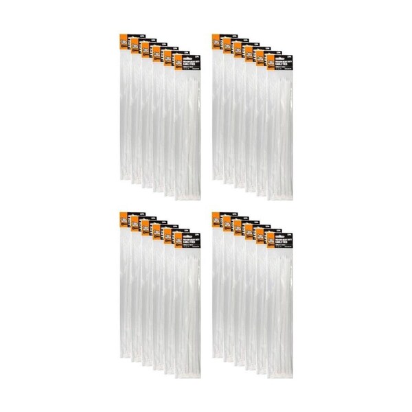 24x 12PK Tool Masters Heavy Duty Plastic Cable/Zip Ties 400x7.6mm Assorted