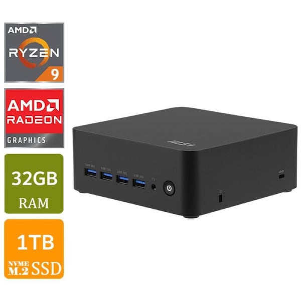 MSI Cubi Z AI 8M Ryzen 9 8945HS Mini PC, 32GB RAM, 1TB SSD, W11H [Cubi Z AI 8M-003BAP-H6]