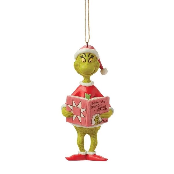 Dr Seuss The Grinch by Jim Shore - Grinch with Book Hanging Ornament