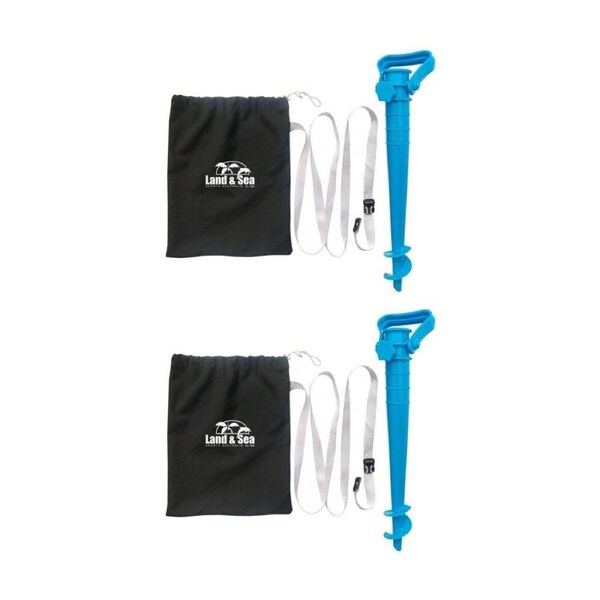 2PK Land & Sea Sports Sand Screw Bag Set/Kit for Beach Umbrellas Blue