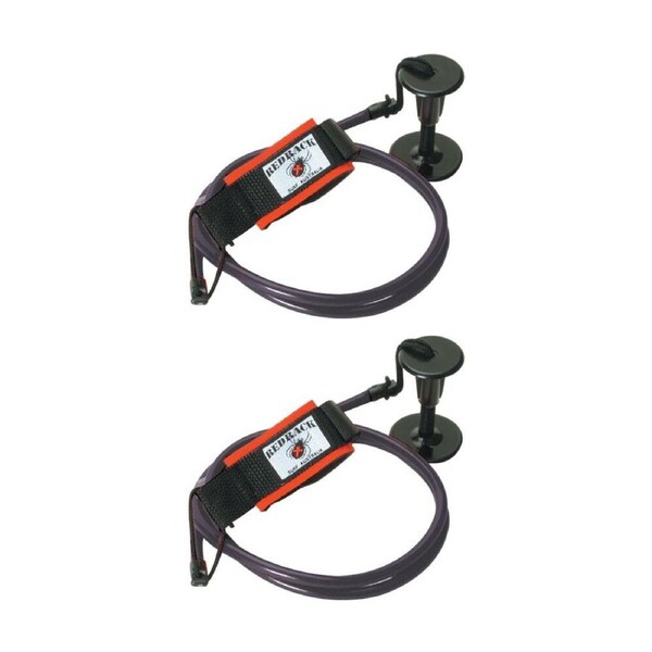 2PK Redback Straight Bodyboard Leash Quick Release Wrist Strap Black/Red