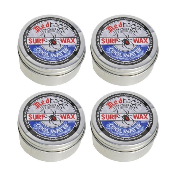4PK Redback Cool Water Surf Wax Formulated For Cooler Than 20C 65g
