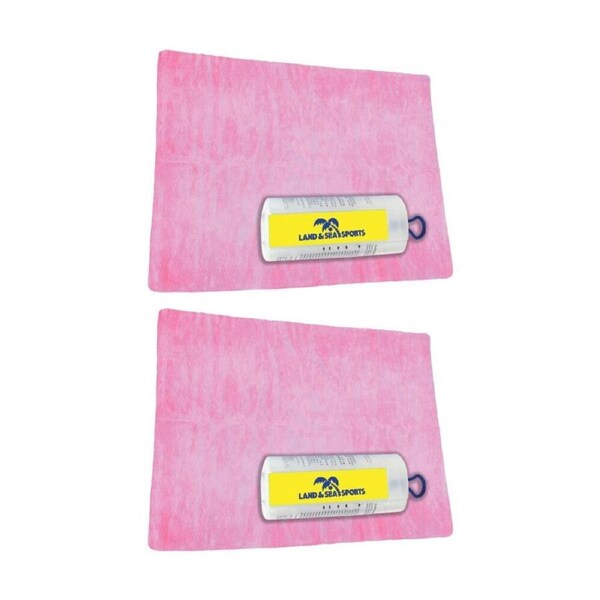2PK Land & Sea Jumbo Size Sports/Training Microfibre Quick Drying Towel Pink