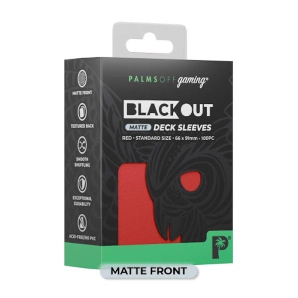 Palms Off Gaming - Matte Red - Standard Blackout Deck Sleeves