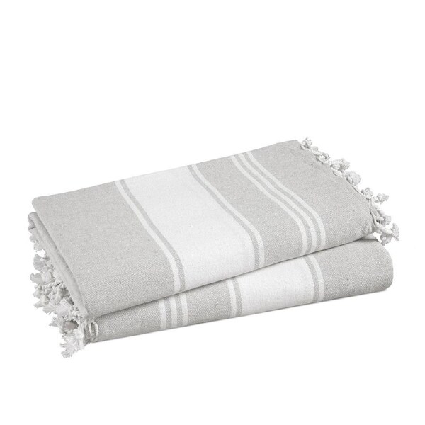 Set of 2 Chambray Turkish Beach Towels - Grey
