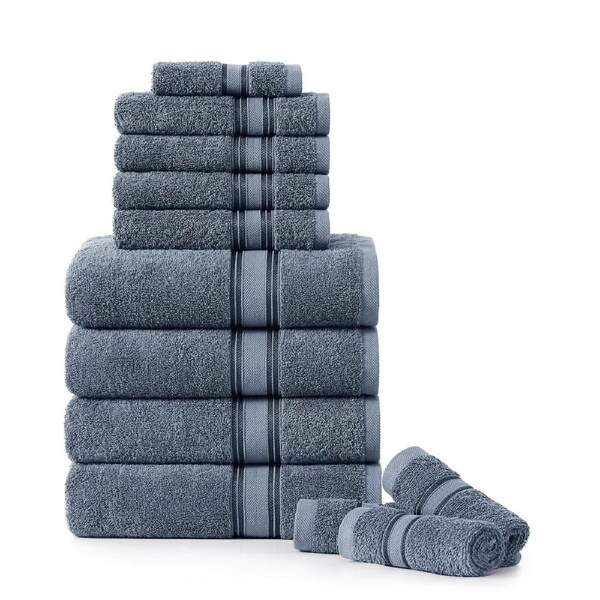 12 Piece 100% Cotton Towel Set 550GSM - Grey