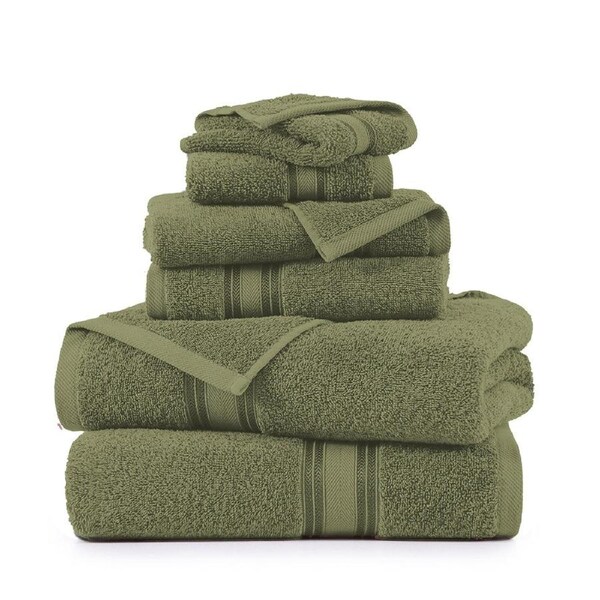 6 Piece Cotton Towel Set 550GSM - Oil Green
