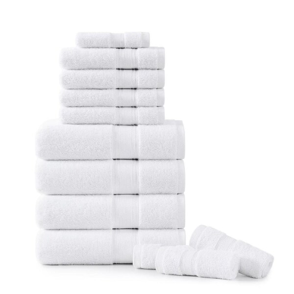 12 Piece 100% Cotton Towel Set 550GSM - White
