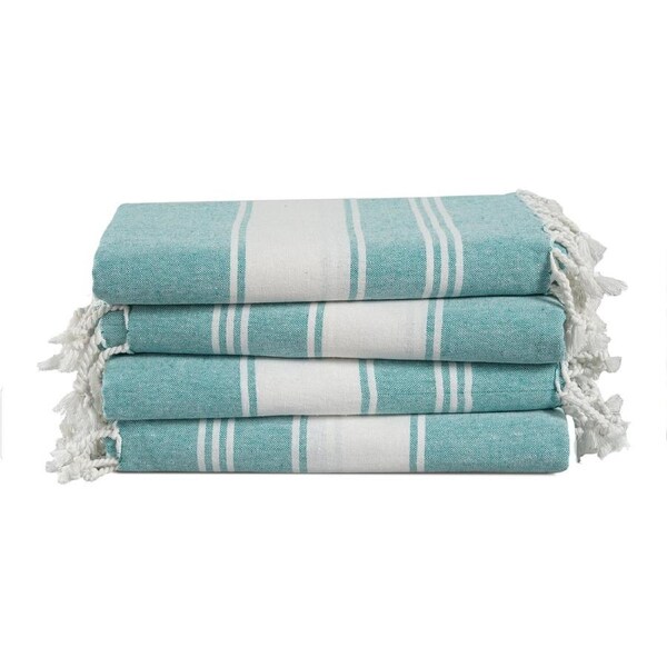 Set of 4 Chambray Turkish Beach Towels - Hunter Green