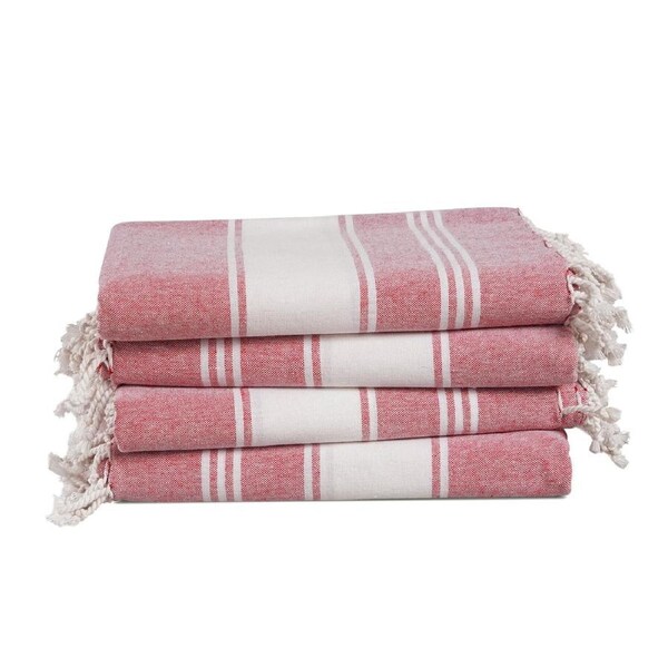 Set of 4 Chambray Turkish Beach Towels - Cashmere Rose