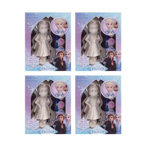 4PK Frozen Paint Your Own Plaster Figurine Kids Craft Set Elsa/Anna 3y+ Assorted