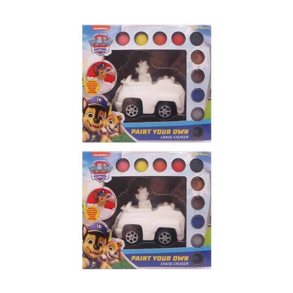 2PK Paw Patrol Paint Your Own Chase Cruiser Plaster Figurine Kids Craft Set 3y+
