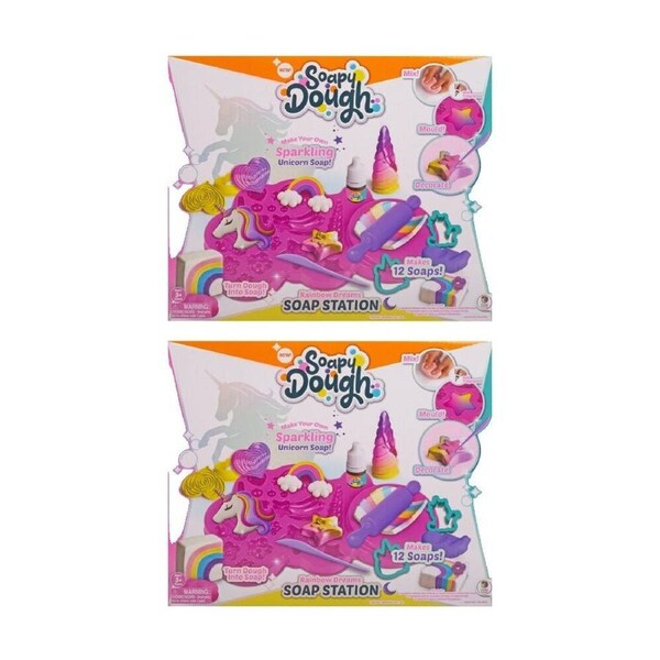 2PK Soapy Dough Soap Station Kids Modelling Clay Set Makes 12 Soaps 3y+ Assorted