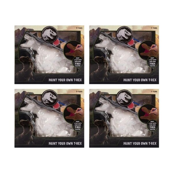 4PK Jurassic World Paint your Own T-Rex Plaster Figurine Kids Craft Set 3y+