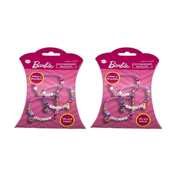 2x 3pc Barbie Make Your Own Friendship Bracelets Kids Jewelery Craft Set 3y+