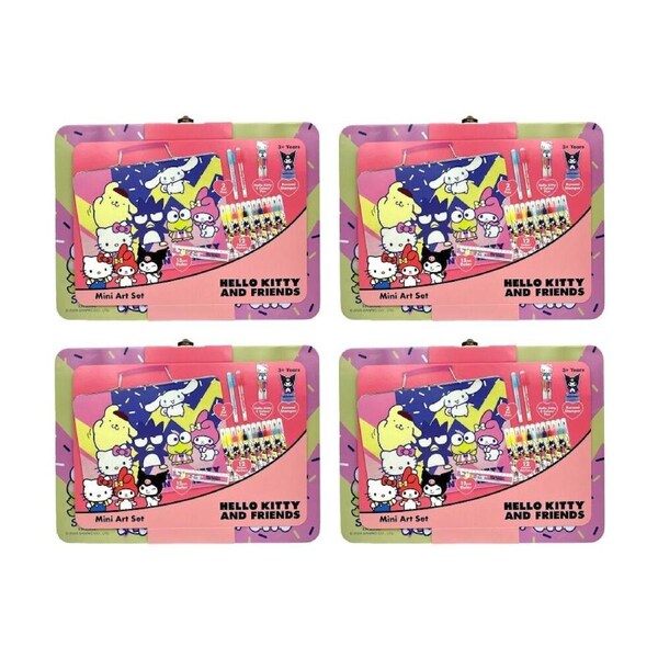 4PK Hello Kitty & Friends Mini Art Set Collectable Tin Pens Markers Ruler 3y+