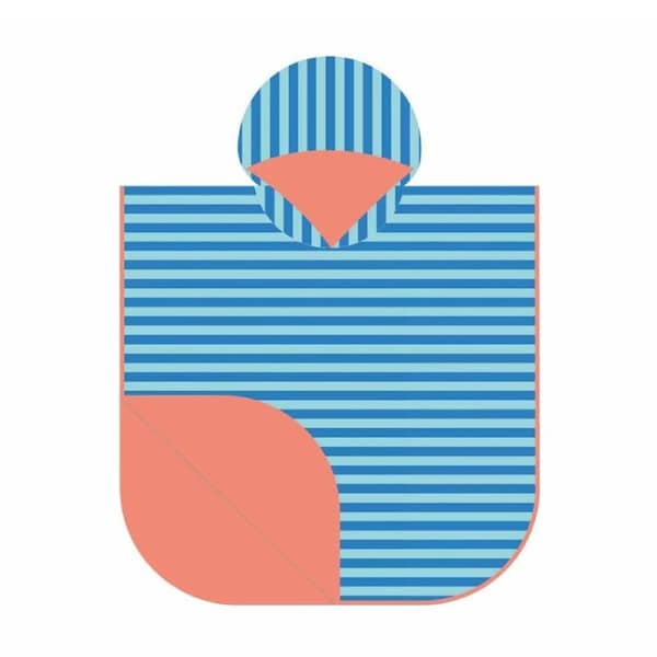 Quut Childrens Microfibre Towel W/ Hood Poncho Ocean Blue Stripe 60x60cm 1-6Y