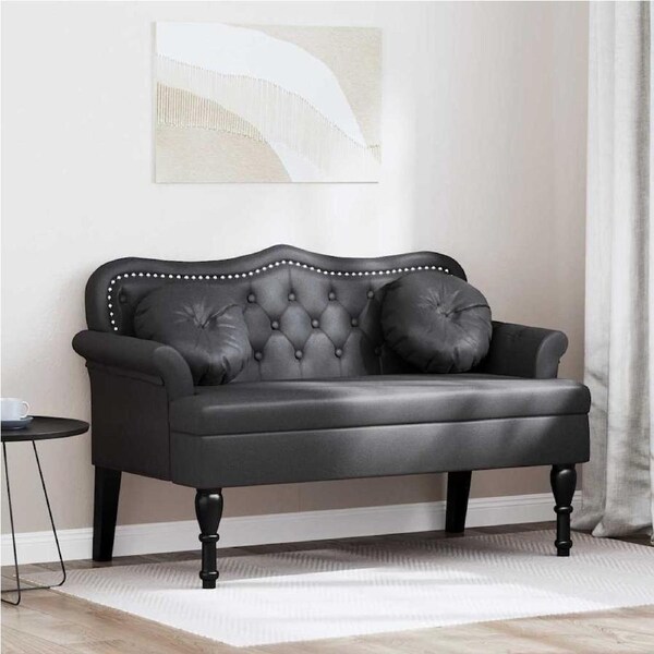 Chesterfield Bench Black 120.5 x 65 x 75 cm Faux Leather vidaXL