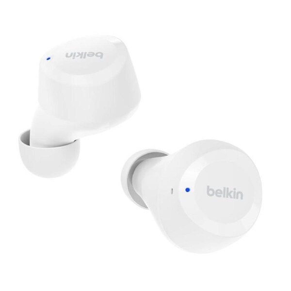 Belkin SoundForm Bolt 2 Wireless Earbuds - White (AUC009fqWHV2), 28 Hours Playtime, Bluetooth 5.3 Pairing, IPX5-Rated, 6mm Drivers, 2 Years Warranty