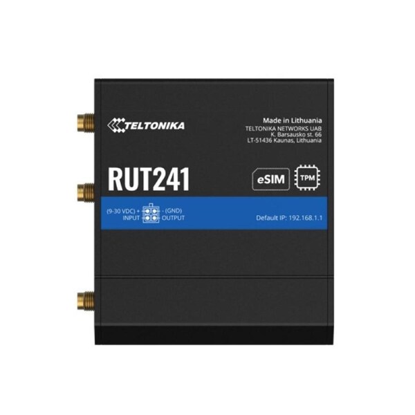 Teltonika RUT241 eSIM(TM) Industrial 4G Router,Global Version, Instant LTE