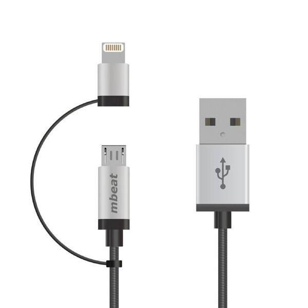 (LS) mbeat(R) 1m Lightning and Micro USB Data Cable - 2-in-1/Aluminmum Shell