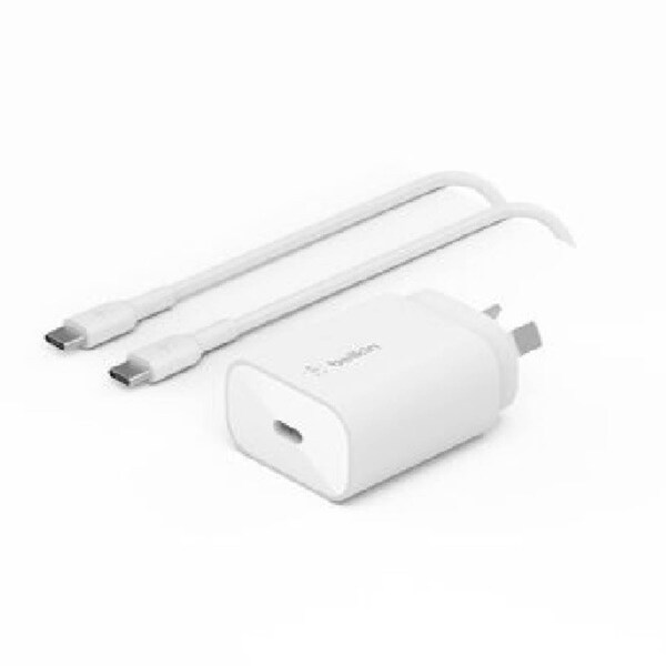 Belkin BoostCharge 25W USB-C Cubic Wall Charger + USB-C to USB-C Cable (1M)